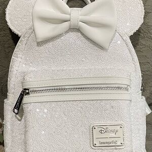 Loungefly Hard Tag White Sequin Bridal series Backpack
